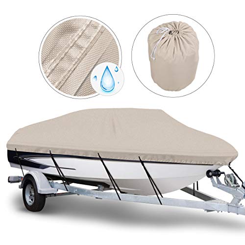 NORTHCAPTAIN 600D Waterproof Trailerable Boat Cover, Fits 20-22 ft V-Hull Tri-Hull Runabouts
