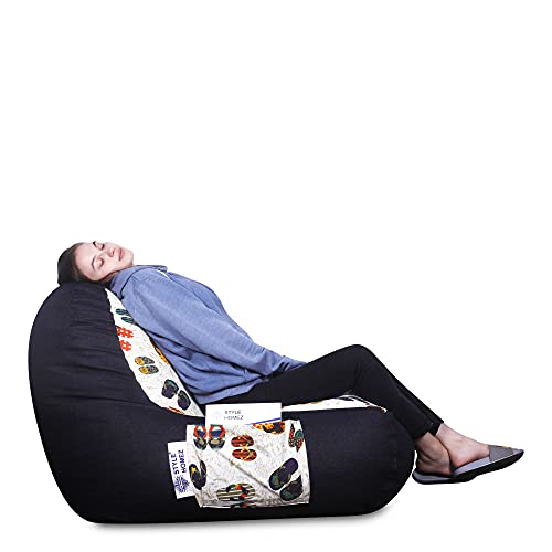 Image of Style Homez Urban Design Denim Canvas Abstract Printed Bean Bag XXL Size Filled with Beans Fillersr