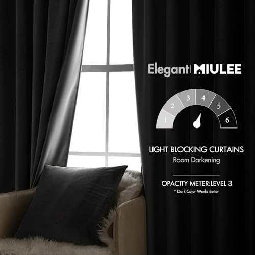 Image of MIULEE Grey Velvet Curtains 52x84 inches 2 Panels Luxury Blackout Curtains | Thermal Insulated, Super Soft Window Drapes for Bedroom Living Room, Rod Pocket & Back Tab