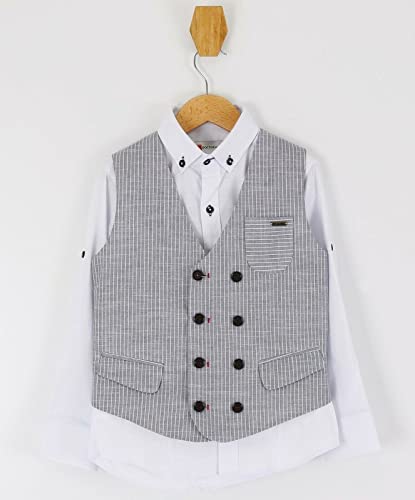 Costume gilet en coton et lin garçon 3 pièces décontracté SIRRI