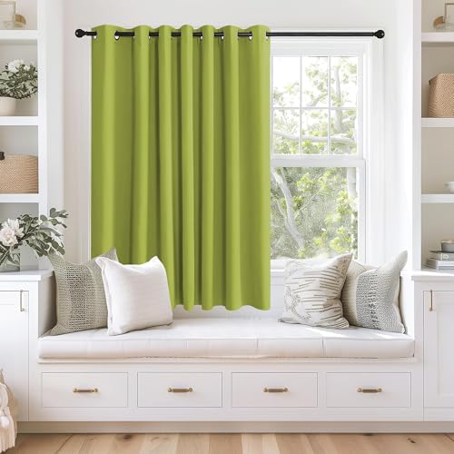 NICETOWN Blackout Curtains 63 inches Long for Living Room Bedroom, Grommet Thermal Insulated Room Divider Drape Window Treatment for Sliding Patio Door, W100 x L63, 1 Panel, Fresh Green