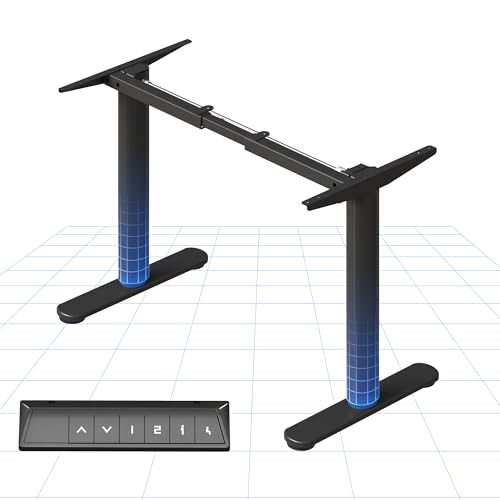 FLEXISPOT ER1 Electric Standing Desk Frame with Round Legs, Height Adjustable Sit-Stand with Memory Control Panel and Anti-Collision System, Black