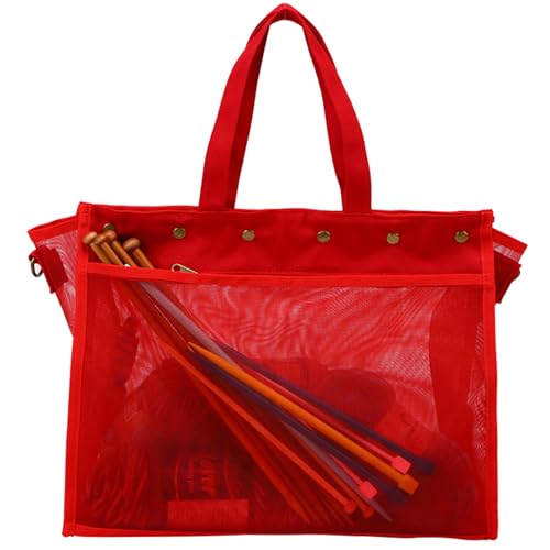 Image of Knitting Bag Large Yarn Storage Organizer,Yarn Bags for Crocheting,Crochet Storage Bags for Crochet Hooks,Knitting Needles,Knit Bags Ideal Knitting & Crochet Gift(Red)
