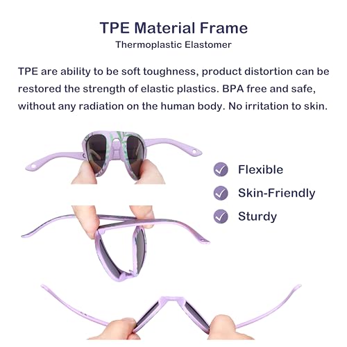Image of COCOSAND Flexible Polarized Baby Sunglasses with Strap | UV Protection, Bendable, For Toddler Infant Newborn Girl Boy, Age 0-24 Months