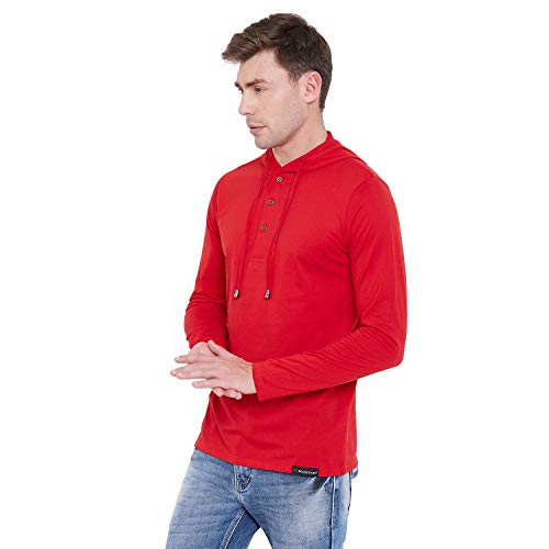 Image of LE BOURGEOIS Men Solid Regular Fit Hooded Neck Full Sleeve Cotton Sweatshirt Hoodie T-Shirt