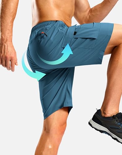 Image of Pudolla Men's Hiking Cargo Shorts with 5 Pockets Lightweight Casual Shorts