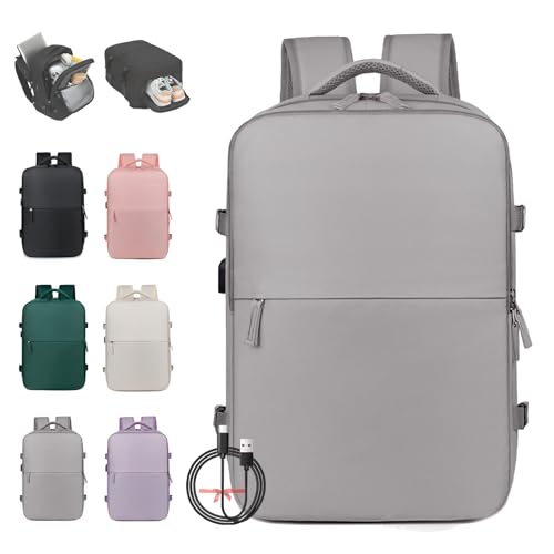 Levettevac Birdesc Backpack, Birdesc 25L Backpack, Waterproof Expandable with shoe compartment (grey)
