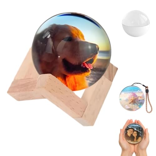 Image of Ouizaro Memory Sphere Lamp, 3D Ultrasound Crystal Ball Video Player, 2.7inch Memory Lamp with Electronic Display, Personalized DIY Video Displaysphere for Couples,Pets, Memories(White)
