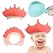 Ulikey Cappello Doccia Bambini + Tazza di Shampoo, Orso Tazza per Doccia, Cuffia da Doccia in Morbido Silicone, Doccia cap per Bambino Regolabile, Prevenire l'Acqua Flusso Verso Occhi e Viso (Rosso)