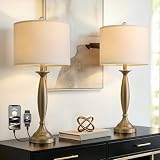 Oneach 28' Modern Table Lamps Set of 2 for Living Room Bedroom, USB A+C