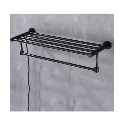 WRJAHCG Aluminio Toallero De Baño Electrico,Radiador Electrico Bajo Consumo Termostato,Pequeño Secatoallas Electrico Pared,Negro,Left Line