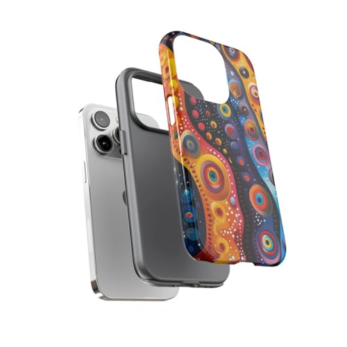 Coque iPhone 14 Pro motif circulaire abstrait coloré rigide de protection