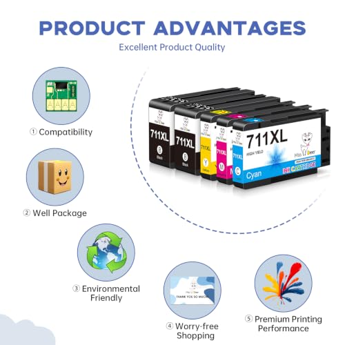 Image of Miss Deer 711XL Ink Cartridges High Yield Combo Pack