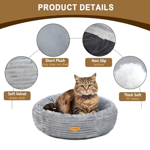 Cat Bed, Fluffy Donut Kitten Bed for Cats and Small Dogs, Washable Round Pet Bed, Indoor Use - Image 4