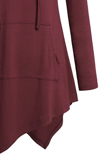 Image of Tencole Uneven Hemline Hoody Shirt Kangaroo Pocket Tunic Long Sleeve Casual Tops
