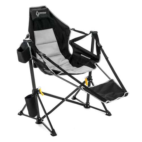 Arrowhead Outdoor Folding Hammock Camp Chair with Detachable Footrest, Stabilized