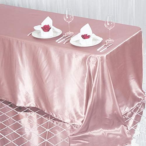 Miniatura 2 de BalsaCircle - Mantel rectangular de satén rosa polvoriento, 90 x 132 pulgadas, mantel para mesa de boda, fiesta, recepción, eventos, cocina y comedor