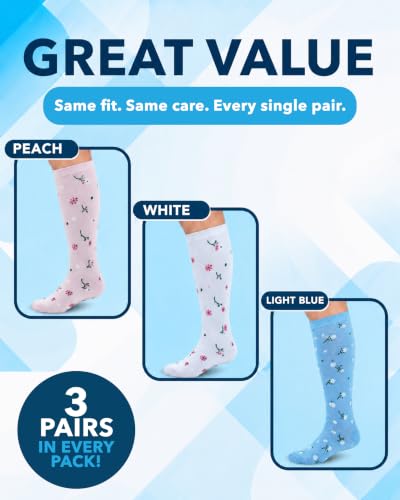 Image of Doctor's Select Bamboo Viscose Light Compression Socks for Women & Men - 3 Pairs, 8-15 mmHg Compression Socks, Knee High
