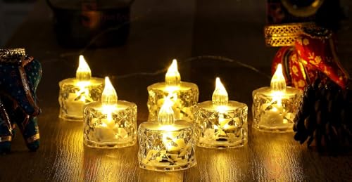 Image of SATYAM KRAFT 48 Pcs LED Tea Light Candles | Flameless, Smokeless Diyas | Decorative Acrylic Crystal Candles for Decoration Setup for Home, Home Decor, Festival Gifting