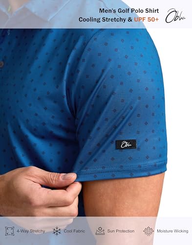 Image of Obla Mens Golf Polo Shirts Short Sleeve Dry Fit Performance Moisture Wicking Casual Print Collared Golf Shirts for Men