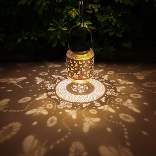 Lanternes solaires en métal ciselé, décoration extérieure de prestige pour cour