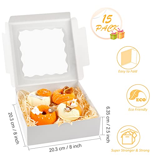 Kucoele 30Pcs 8 X 8 X 2.5 Inches White Bakery Boxes With Window, Cookie Boxes Treat Boxes Pastry Boxes For Chocolate Strawberries, Donuts, Cupcakes, Muffins And Pie #TOP1