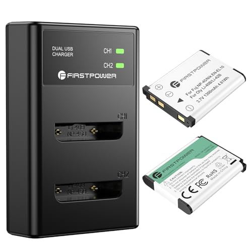 FirstPower NP-45/NP-45A/NP-45S Battery (X2) and Dual Charger for Fujifilm INSTAX Mini 90 Fuji...