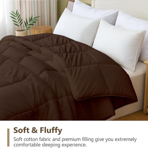 Image of Heavy Winter Bed Comforter for King Bed - 500 GSM Ultra Warm Quilt Blanket /Rajai - Chocolate - Down Alternative Microfiber Duvet Insert with Corner Ties - Winter Season Premium