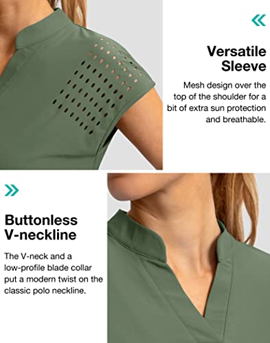 Soothfeel Women's Golf Shirt Cap Sleeve V Neck Polo Shirts Lightweight Quick Dry Workout Tennis Shirts Tops For Women(Green, Xl) #TOP3