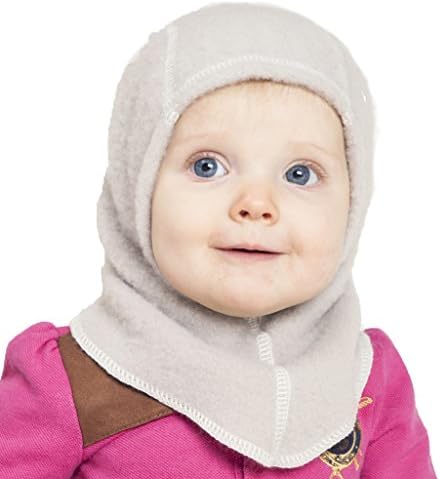 LANACare Baby Winter Hat, Merino Wool Balaclava for Kids, Soft Sand, 86