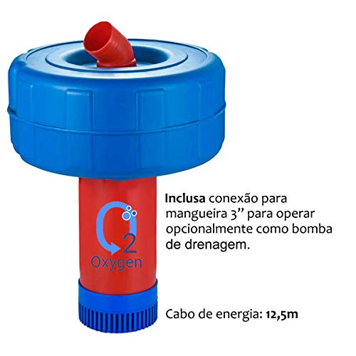 Aerador com Bomba Flutuante Tanque Peixe Chafariz Piscicultura 1,5CV Alta Oxigenação Camarão Rio Lag