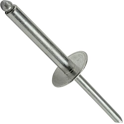 Fastenere Large Flange Pop Rivets - 3/16" x 1" (25 Pack) Heavy Duty, Stainless Steel Blind Rivets, Open End 6-16 Grip Range .876" - 1.00", Corrosion Resistant, High Tensile & Shear Strength