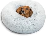 Best Friends by Sheri L'originale Donut Dog et Cat Bed en Shag Fur, Gris givré, Petit, 23x23