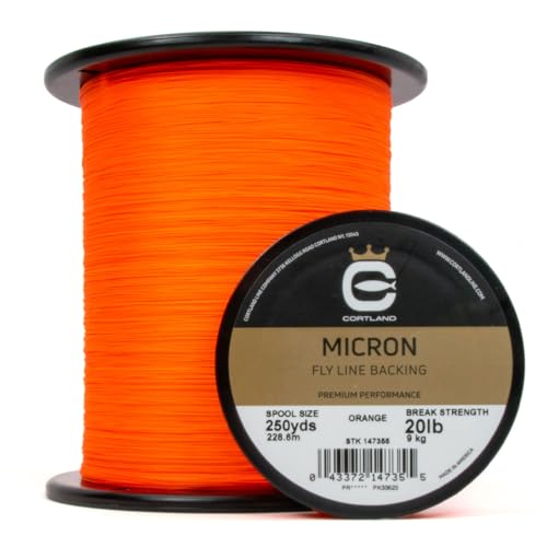 CORTLAND Micron Fliegenschnur, langlebig, eng, rund, glatt, reibungsarme Oberfläche, dehnbar, praktisch verhedderungsfrei, für Süß- und Salzwasser, Orange, 9 kg / 100 m