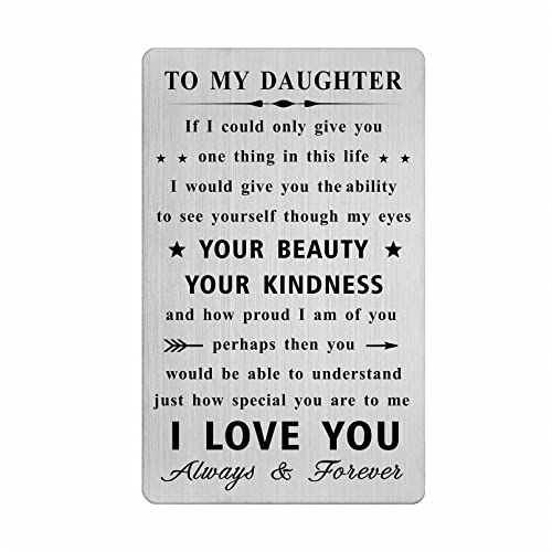 Daughter Mother's Day Gifts from Mom Dad, Daughter Birthday Wedding Engraved Wallet Card Gift