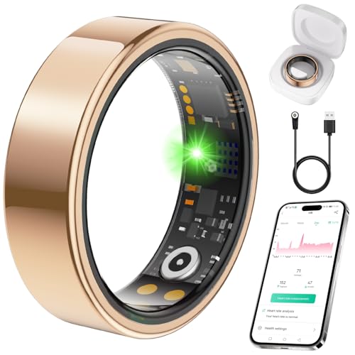 Smart Ring for Women Men Fit Ring with Sleep Monitor Heart Rate Blood Oxygen Step Counter IP68 Waterproof Fitness Ring No Subscription Fee Compatible with iOS & Android (Rose Gold 8#)