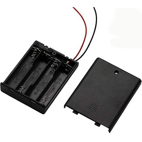 Onwon 6 Pieces 4 Slots x 1.5V AAA Battery Case Holder Battery Spring Clip Storage Box Wire Leads with On/Off Switch Cover