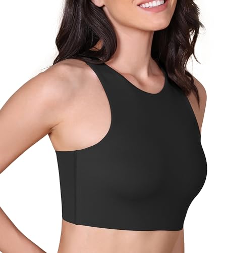 ODODOS Racerback Tank Bra for Women High Neck Non Padded Medium Support Sports Bra Workout Yoga Crop Tops
