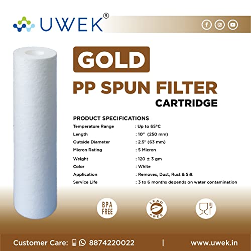Image of UWEK Pre Filter Housing Kit for Removal of Rust /Sand /Dust, Heavy Duty PP Spun Filter Compatible with Dr. Aquaguard, Aquaguard and AquaSure Brands of Eureka Forbes RO /UV Water Purifier