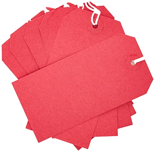 Q connect strung tag 120x60mm red pk1000