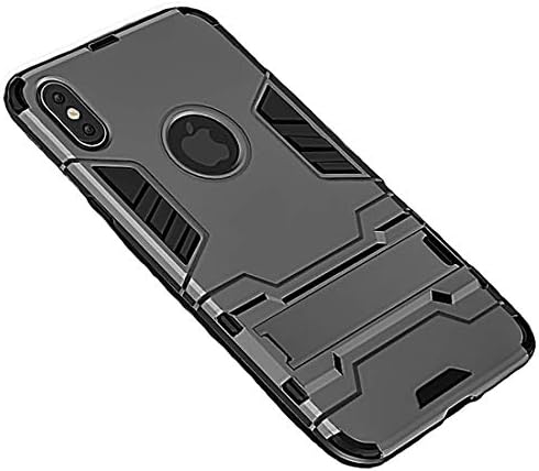 Power Armor Super Bat Hero Man Maximum 360 Full Protection Stand Anti Knock Hybrid Case for iPhone X 7 8 6 6s Plus XS (Grey, iPhone Xs Max)