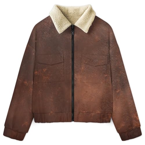 Veste hiver chaude femme en polaire sherpa marron avec poches zippées