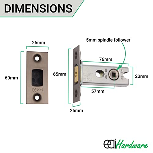 EAI Tubular Deadbolt for Bathroom, Antique Brass, 76mm Case 57mm Backset - Image 4