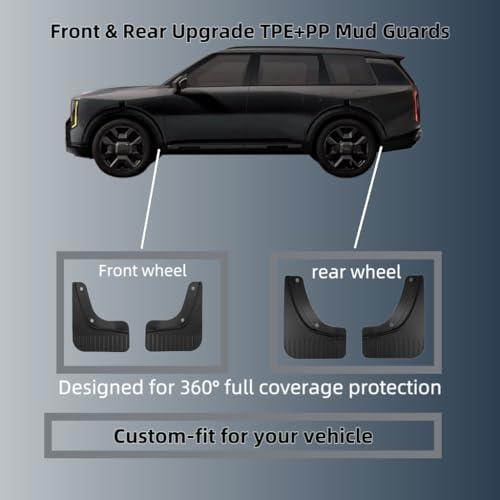 Image of Mud Flaps Compatible with 2020 2021 2022 2023 2024 2025 2026 Kia Telluride, Heavy Duty PP Material No Drill Required Splash Guards, Custom Fit All Season Mud Guards Set of 4