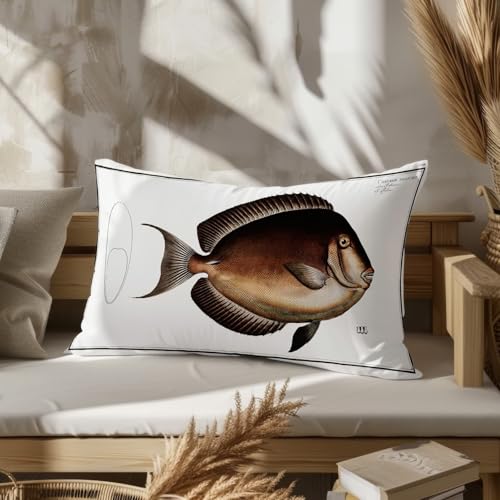 CEVAN Rectangulaire Housse de Coussin Jute Taie d'oreiller Coton Soie Poisson, Housse de Coussin Impermeable Exterieur Taie d'oreiller Vision Imprimés...