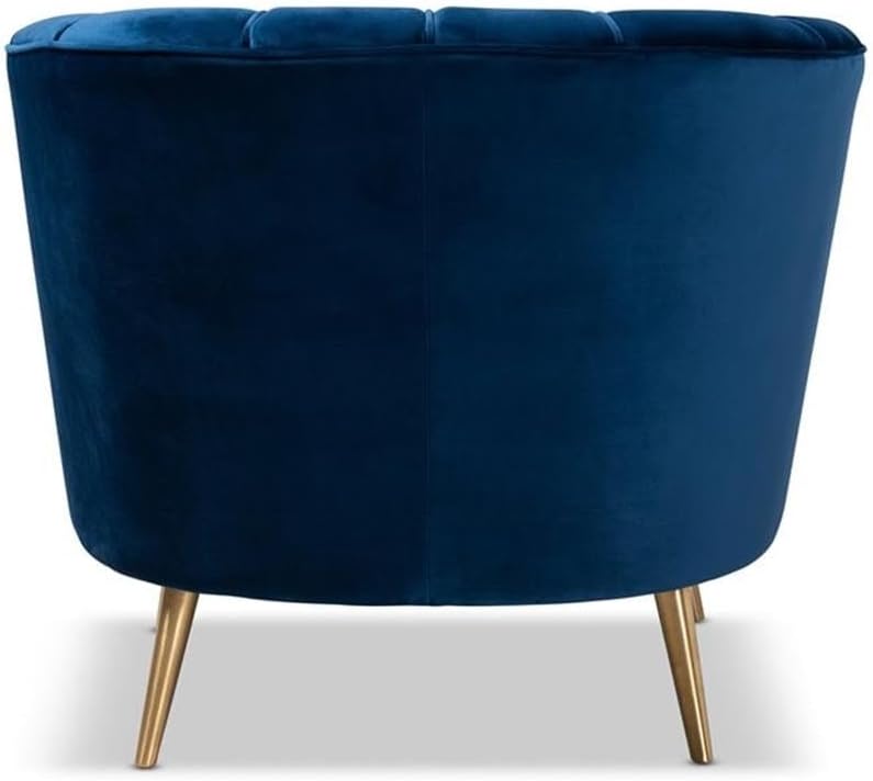 Baxton Studio Emeline Navy Blue Velvet Accent Chair