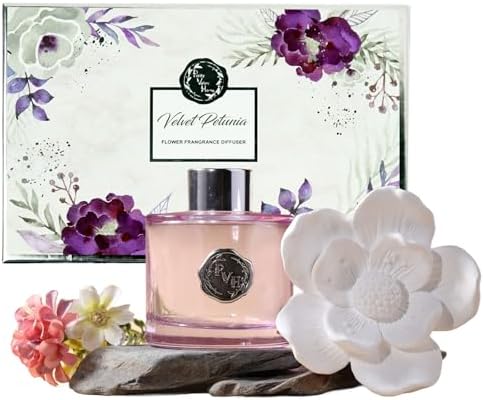 Reed Diffuser Set, Pretty Valley Home Gypsum Flower 3.38 fl oz (100 ml ...
