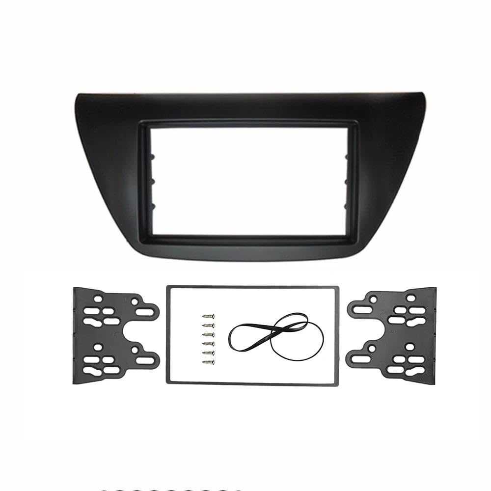 Auto Radio Blende 7-Zoll-Doppel-DIN-Radio-Panel 2006 Für Lancer IX Aftermarkets Stereo-Dash-Kit DVD-Rahmen + Mittlere AC-Bedienblende(Black)