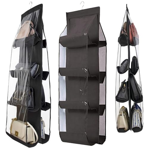 BUYLUX Organizador de Bolsos para Armario Vestidor - Cuelga Bolsos Separador Colgadores de Ropa Clasificador para Almacenaje Diseño de 8 Compartimentos Perchero Plegable Ajuste Universal