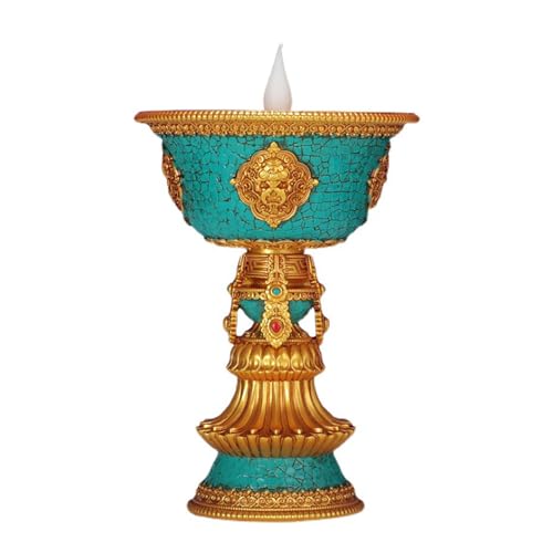 BEIDUOYANG Rechargeable Holder Tibetan Electronic Butter Lamp Buddhist Table Centerpiece LED Simulated Flame Home Decorations Electronic Butter Lamp